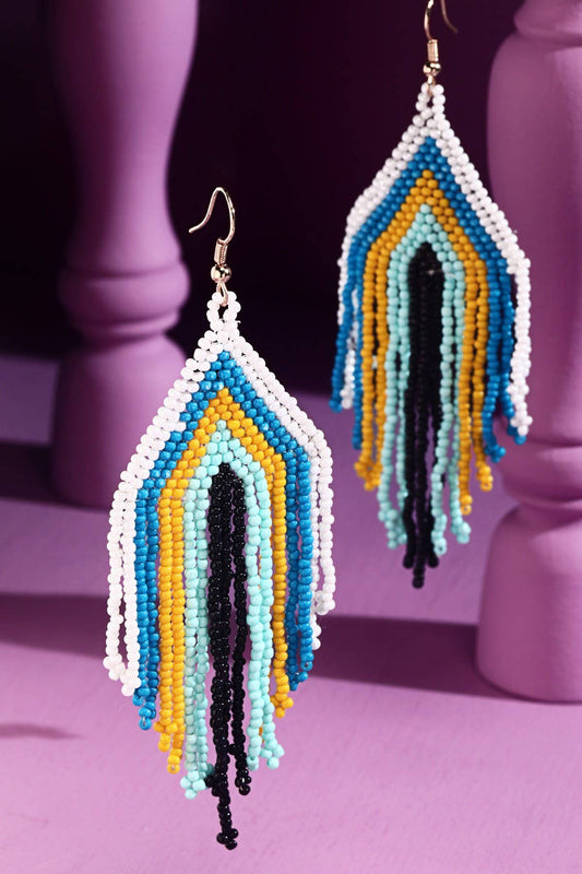 Beaded Fringe Drop Earrings (Boho Statement Dangles)