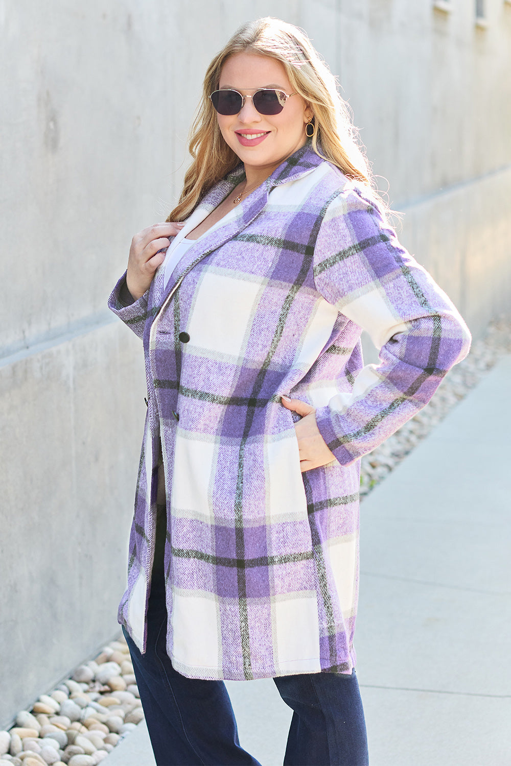 Chic Plaid Long Coat