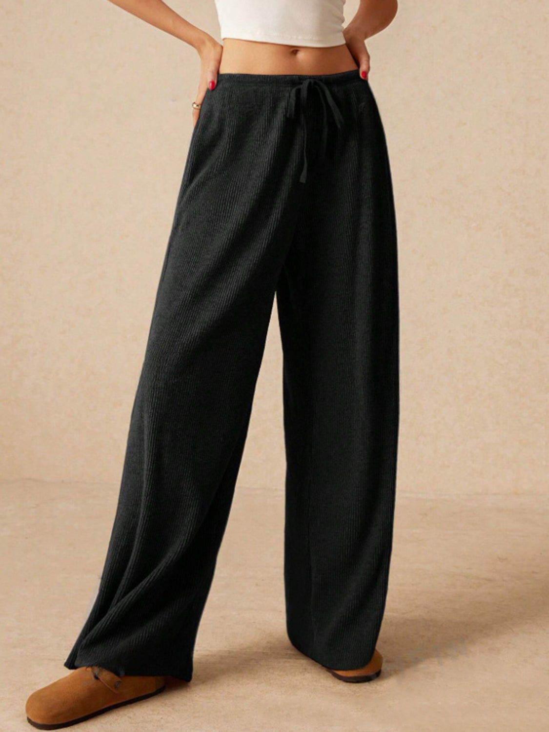 Cozy Ribbed Wide-Leg Lounge Pants