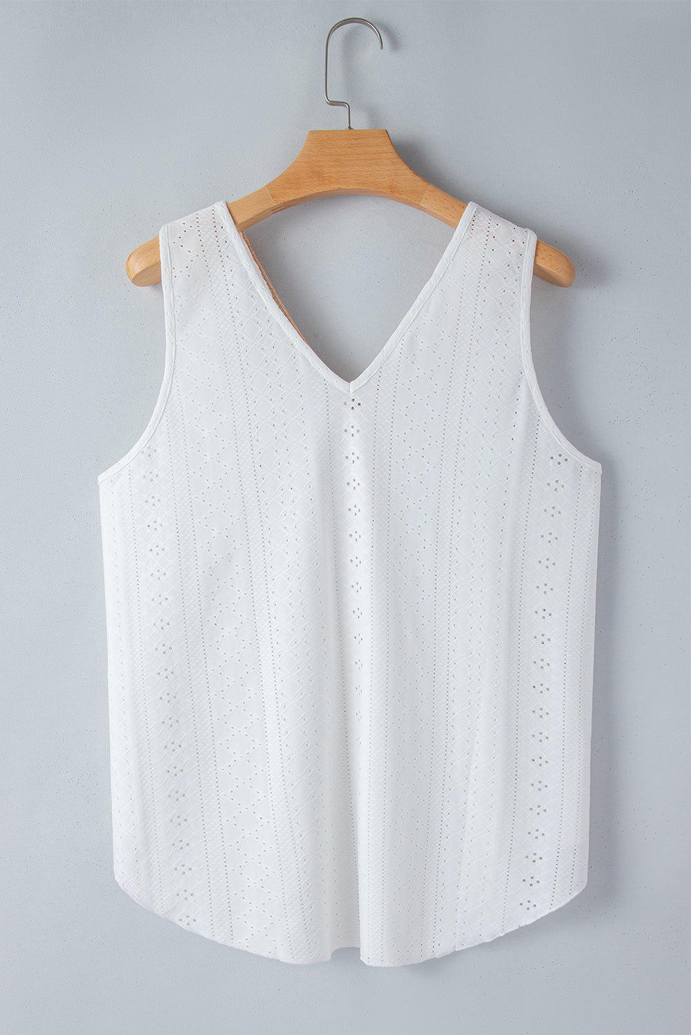 White Eyelet V-Neck Tank Top – Casual and Breezy Summer Staple