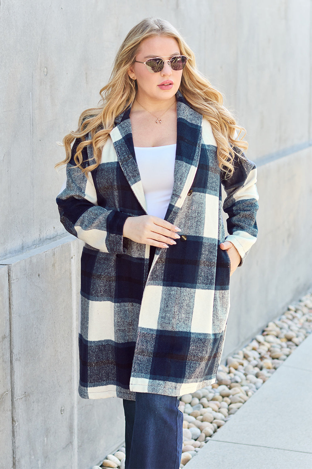 Chic Plaid Long Coat