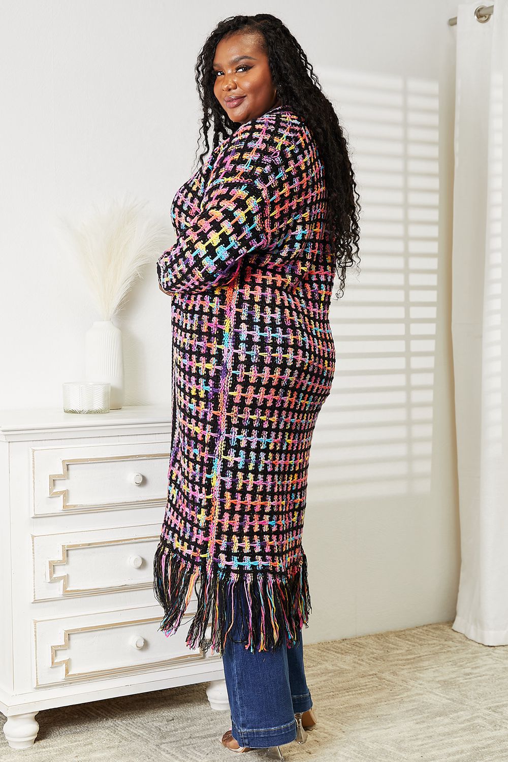 Vibrant Multicolor Fringe Cardigan