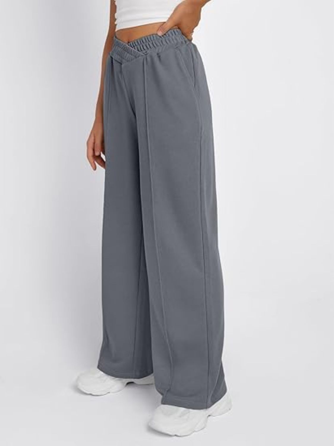 V-Shape Elastic Waist Wide-Leg Pants