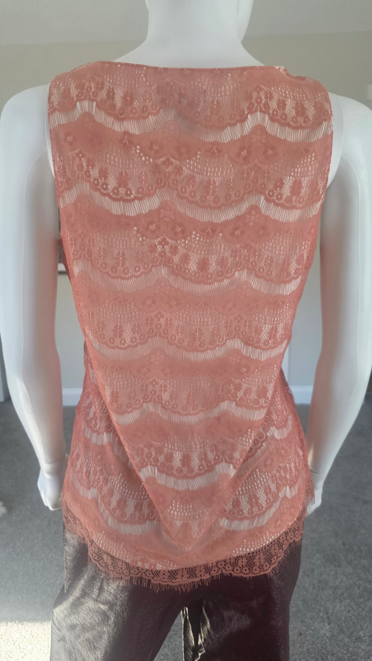 Ann Taylor Peach Pink Lace Tank Top – Size S