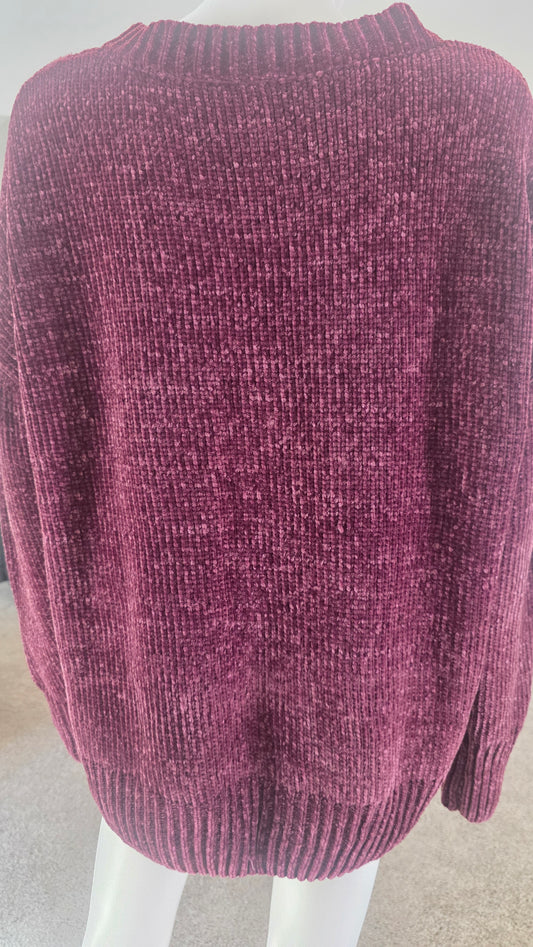 Zenana Outfitters Mauve Chenille V-Neck Sweater – Size M