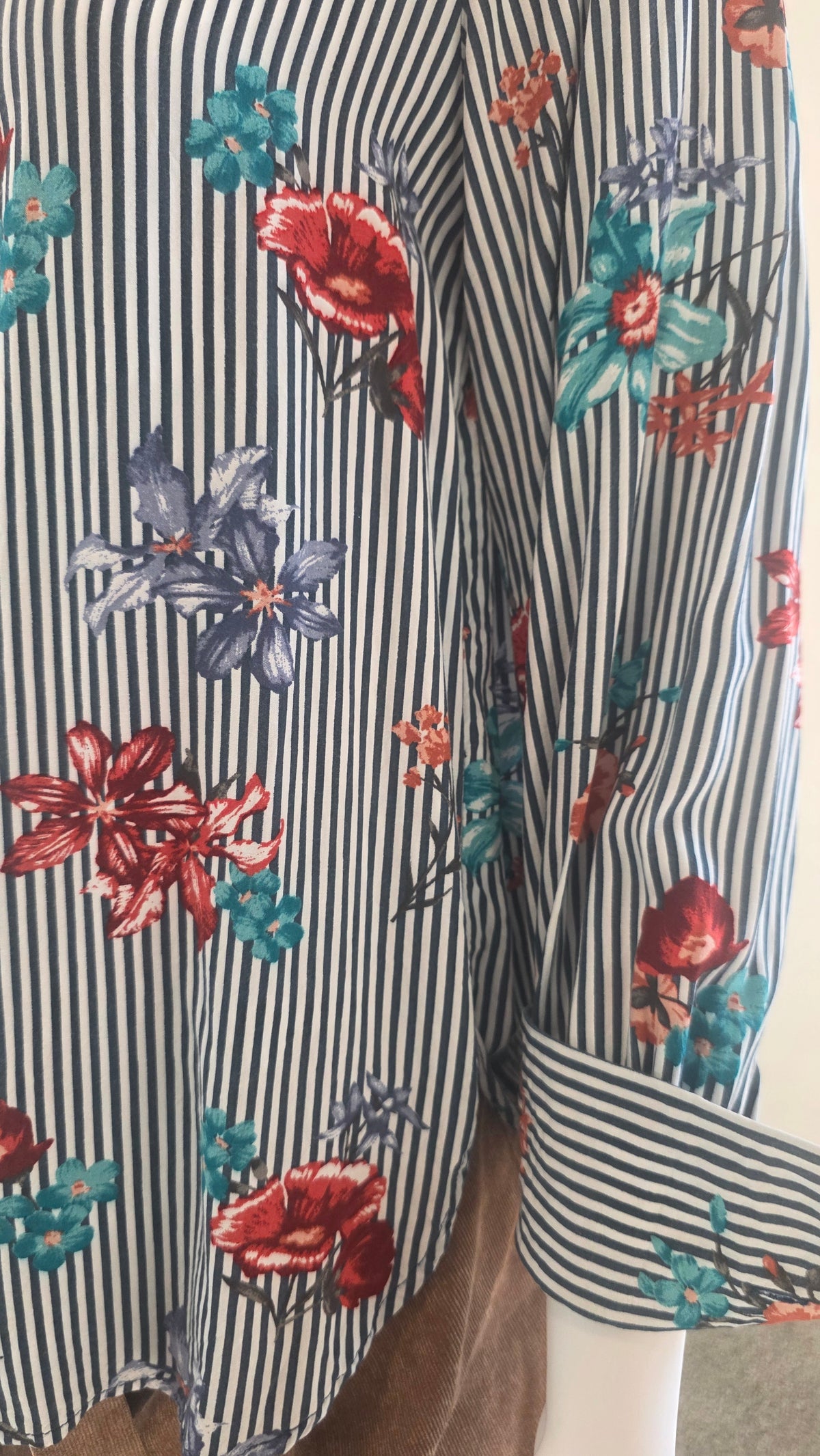 LOFT Floral Stripe Button-Front Blouse – Size S