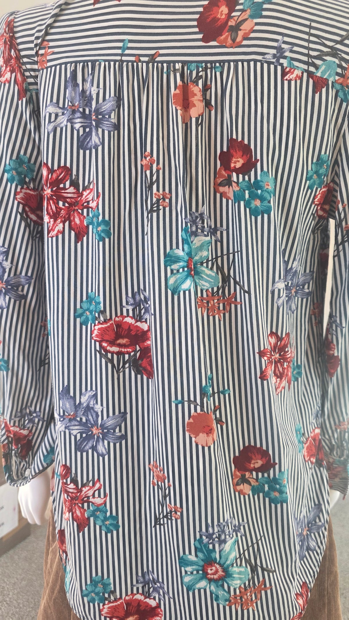 LOFT Floral Stripe Button-Front Blouse – Size S
