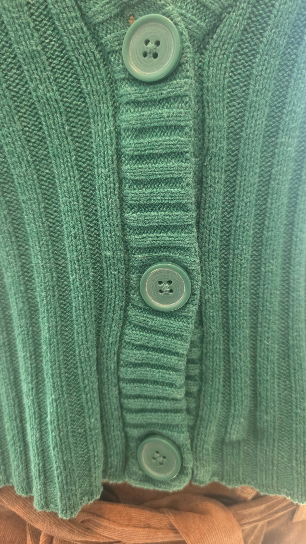 American Eagle Green Ribbed Button-Front Cardigan Sweater – Size S