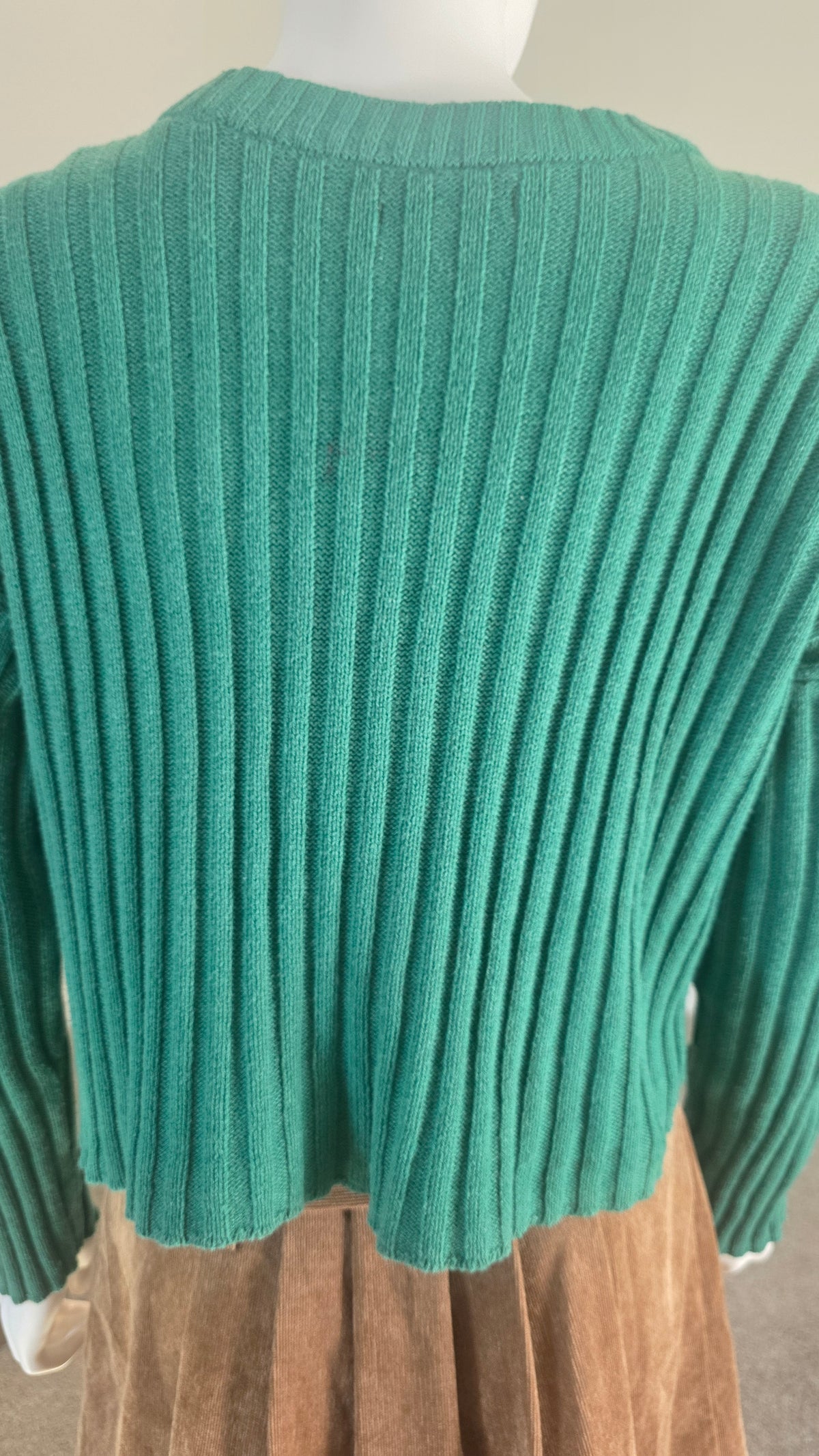 American Eagle Green Ribbed Button-Front Cardigan Sweater – Size S