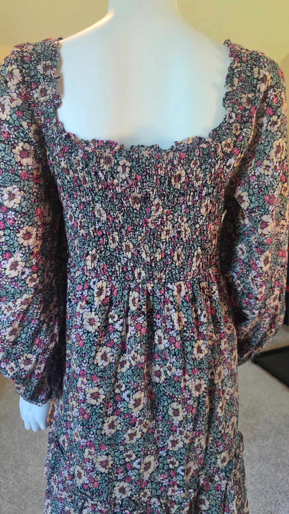 American Eagle Floral Smocked Mini Dress โ Long Sleeve, Size XL