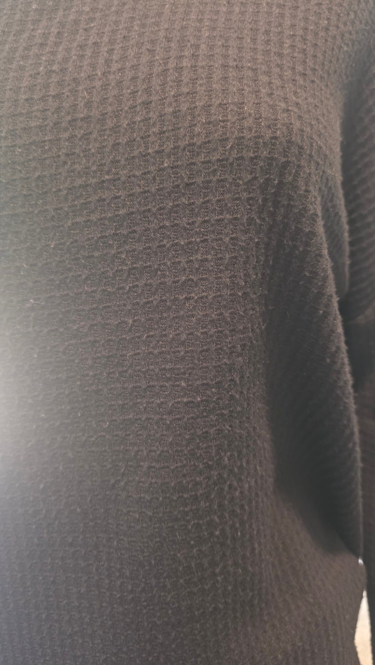 Zenana Black Waffle Knit Long Sleeve Top – Size L