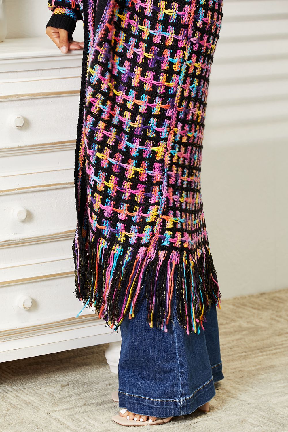 Vibrant Multicolor Fringe Cardigan