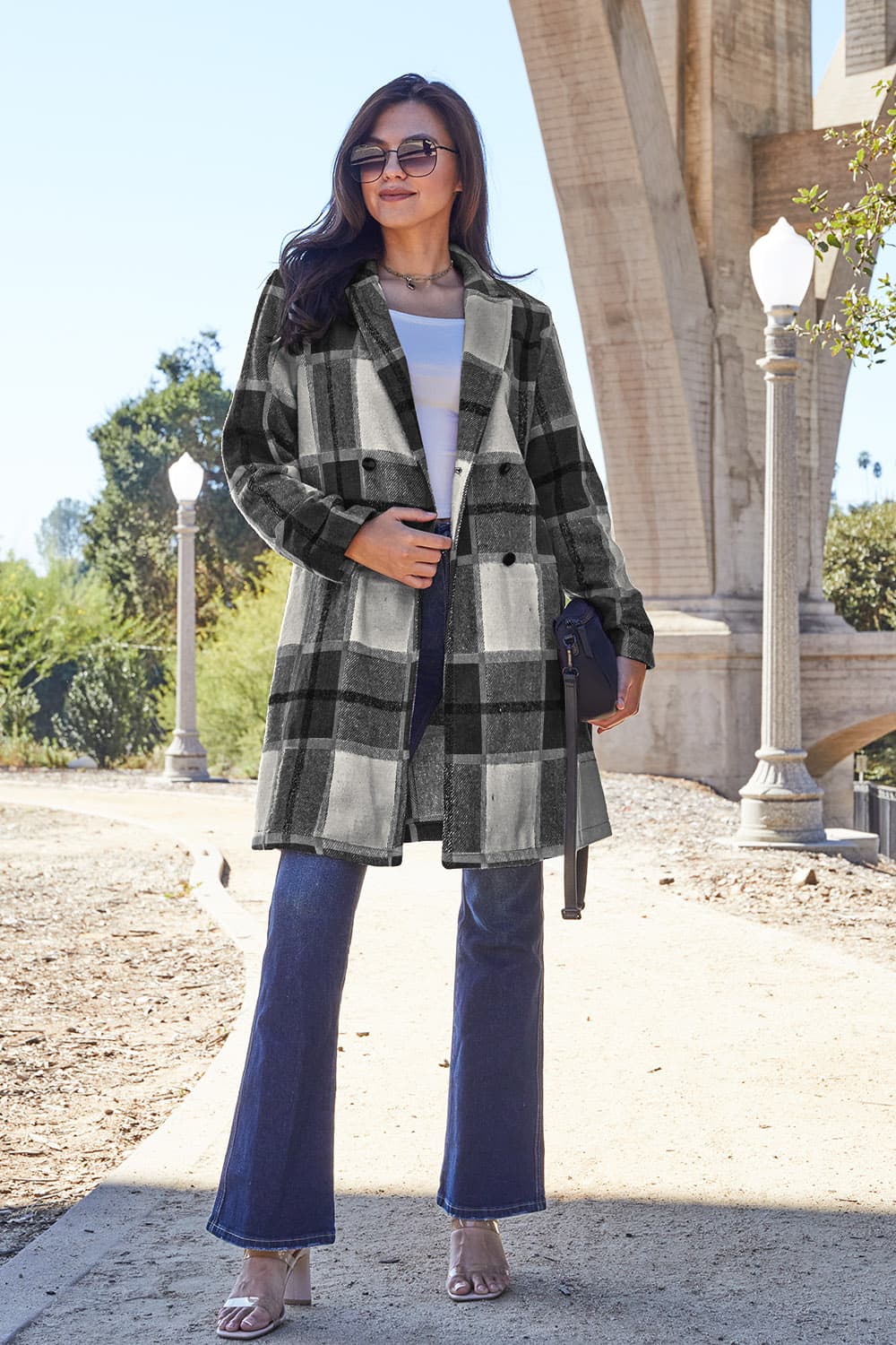 Chic Plaid Long Coat