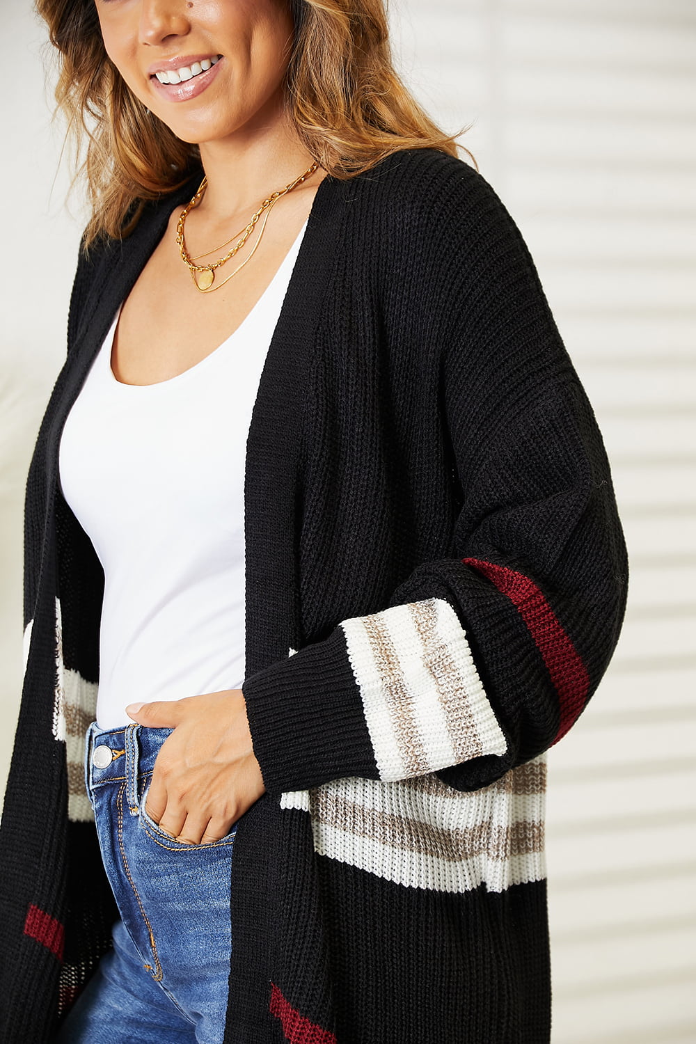 Chic & Cozy: The Ultimate Striped Knit Cardigan