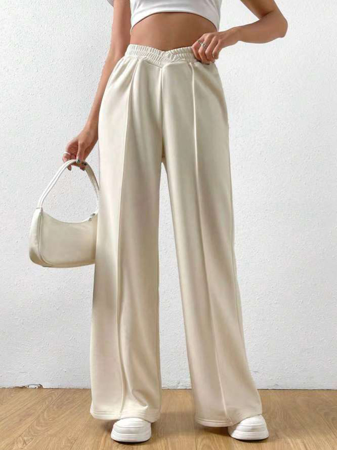V-Shape Elastic Waist Wide-Leg Pants