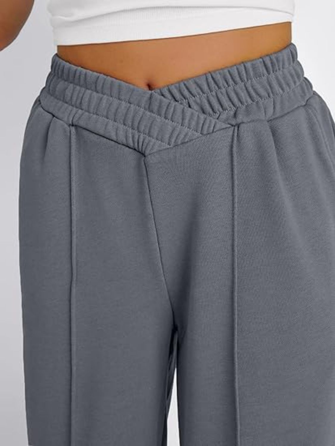 V-Shape Elastic Waist Wide-Leg Pants