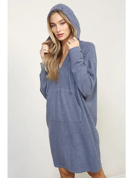 Hooded Sweatshirt Dress (Long Sleeve Pullover | Kangaroo Pocket)