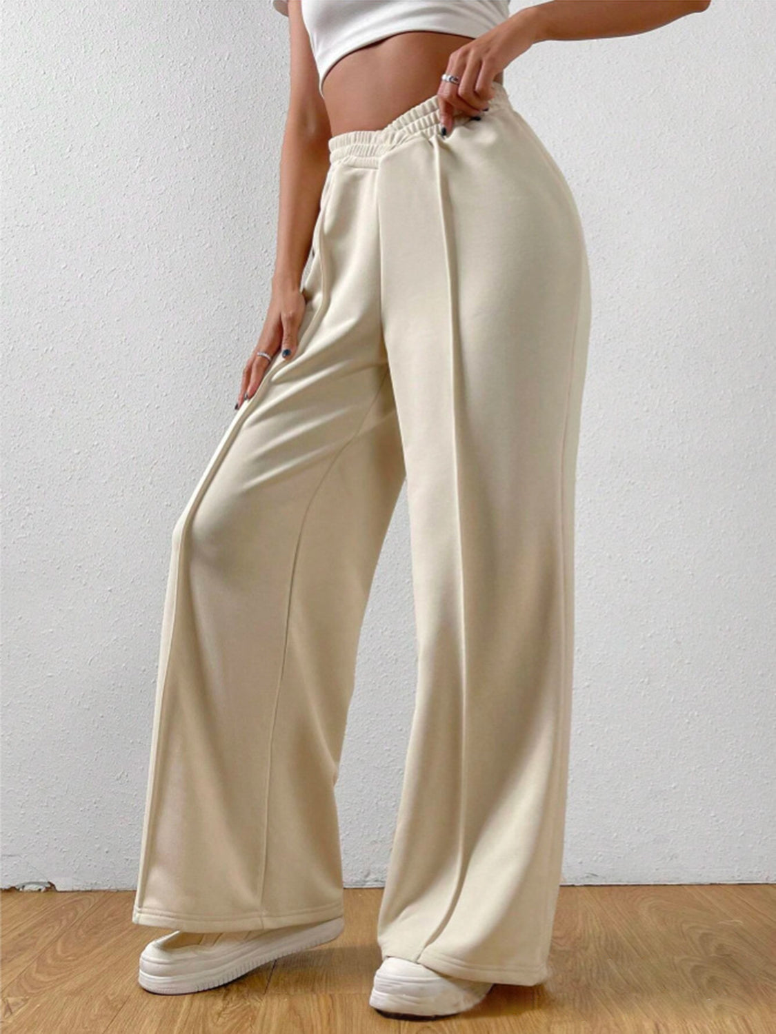V-Shape Elastic Waist Wide-Leg Pants