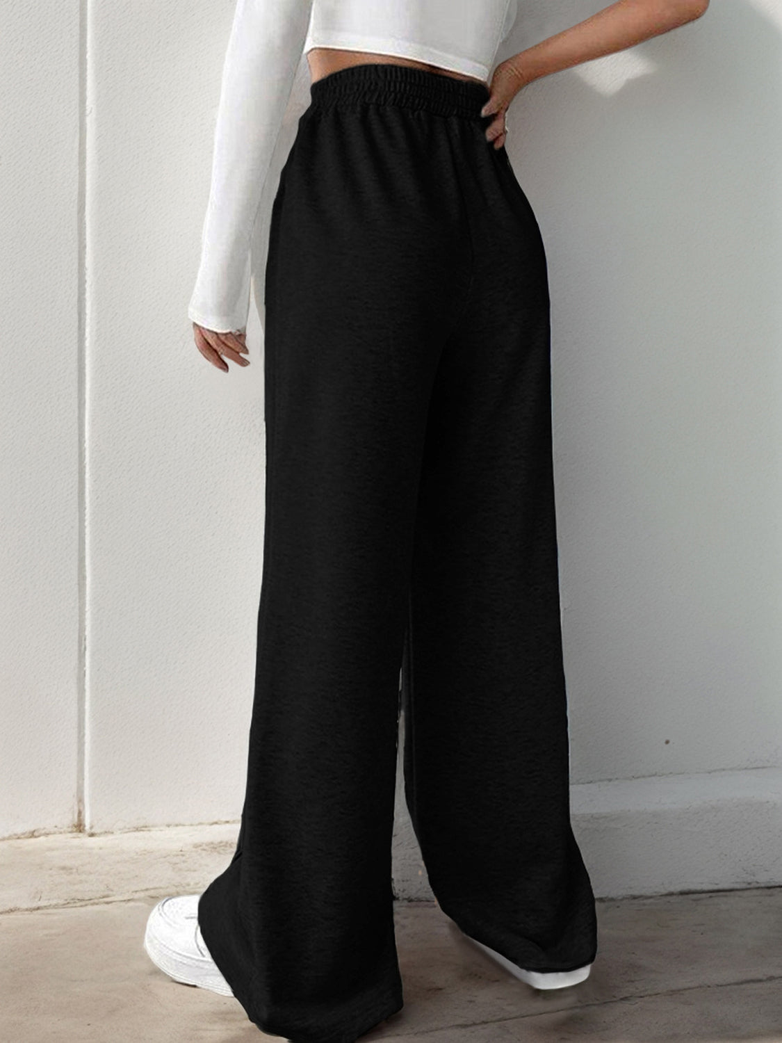 V-Shape Elastic Waist Wide-Leg Pants