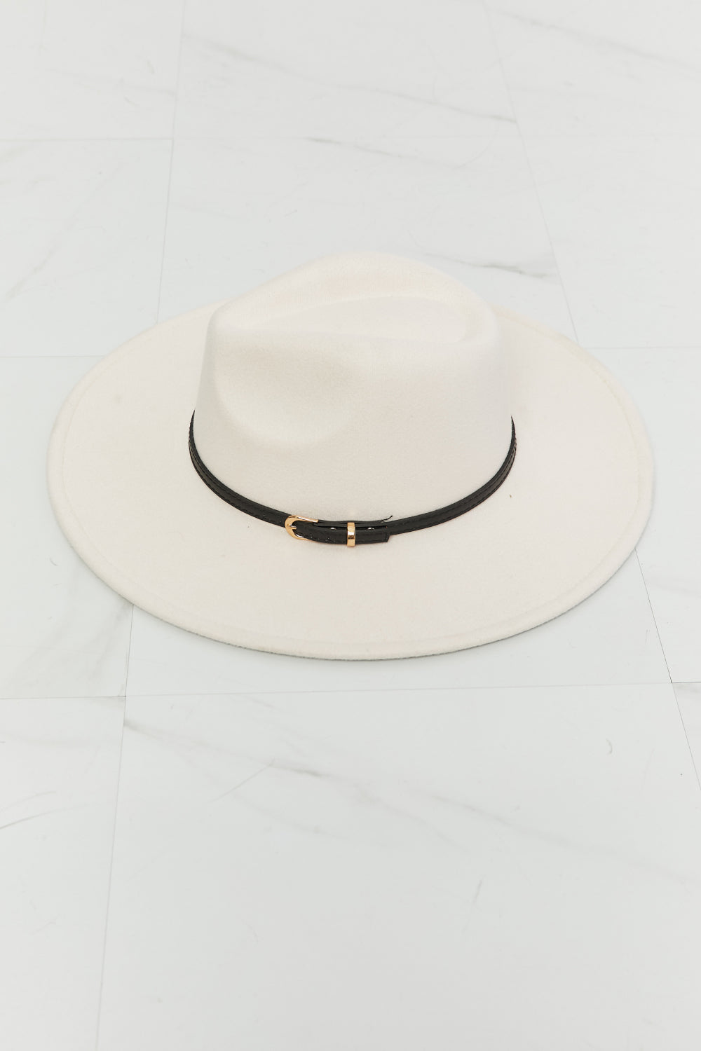 Classic Ivory Fedora Hat with Black Band