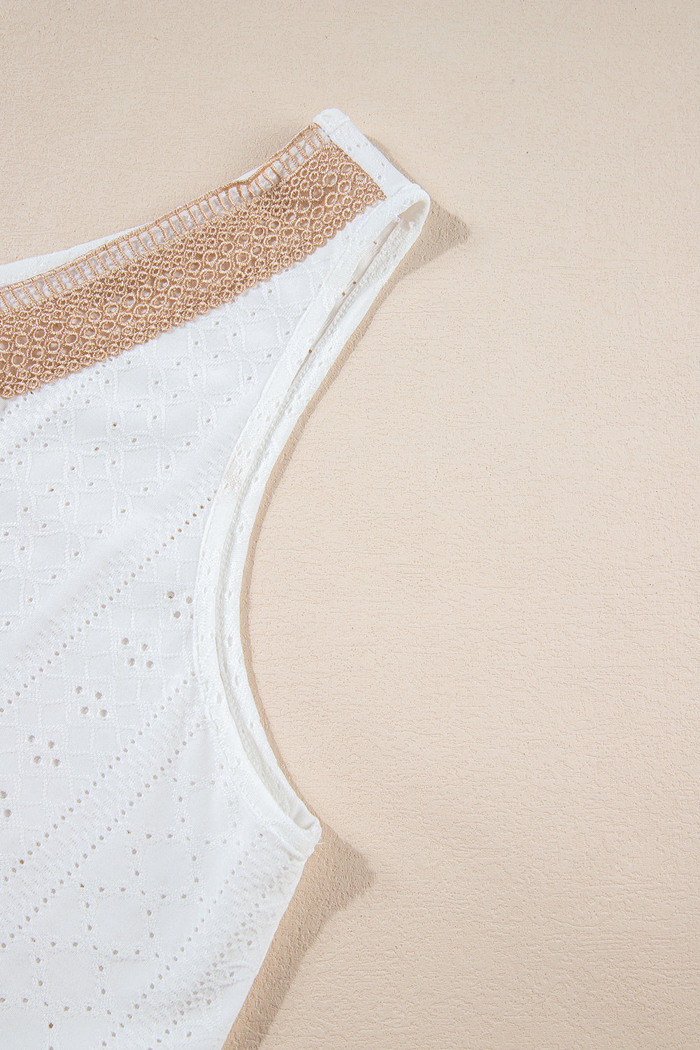 White Eyelet V-Neck Tank Top – Casual and Breezy Summer Staple