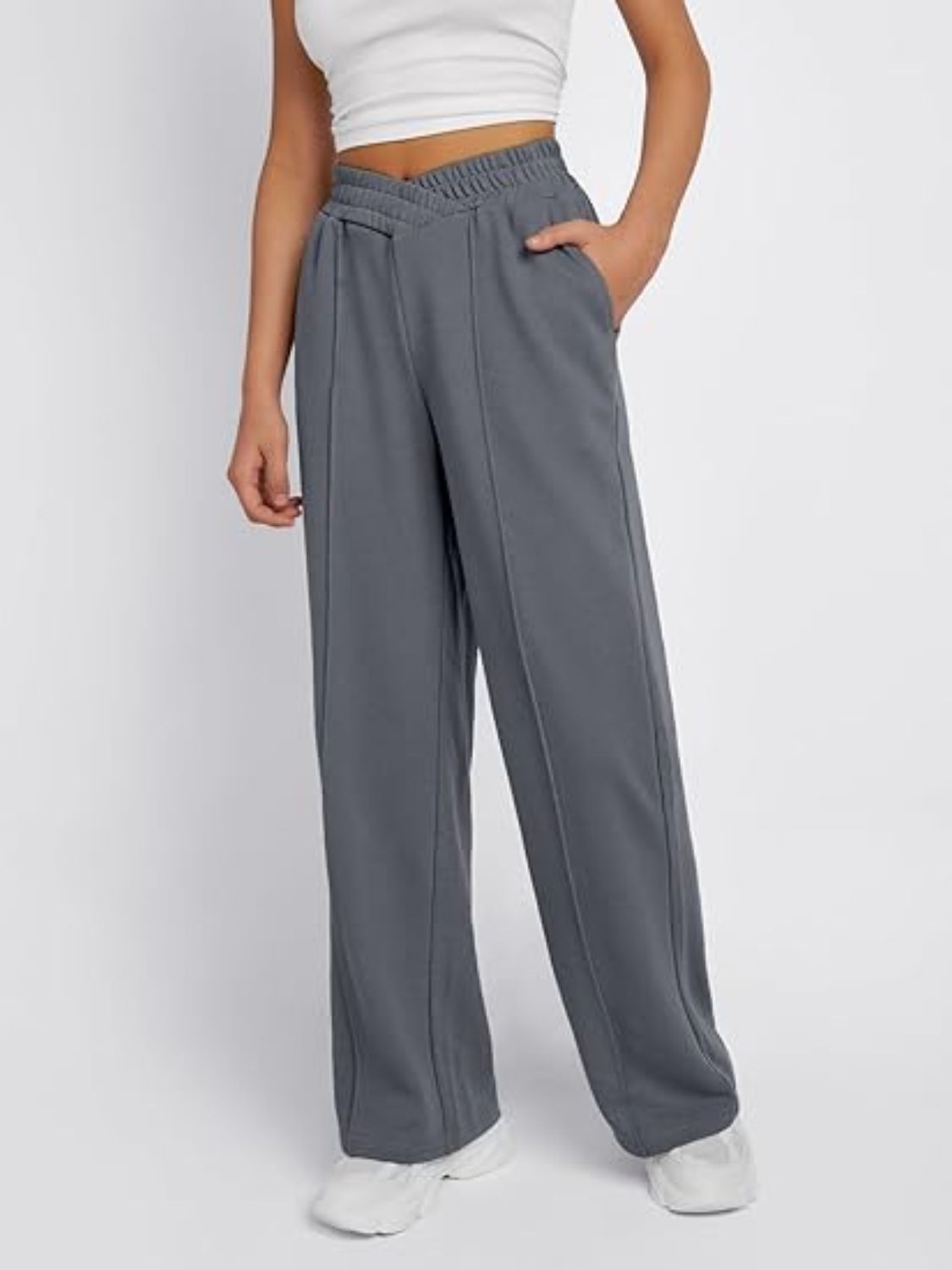V-Shape Elastic Waist Wide-Leg Pants