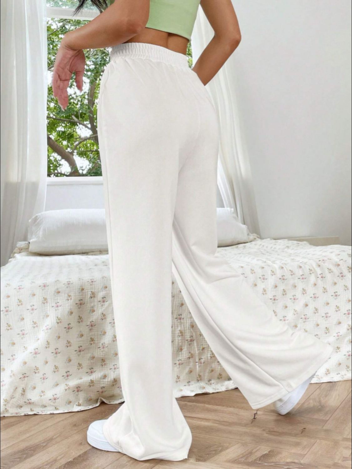 V-Shape Elastic Waist Wide-Leg Pants