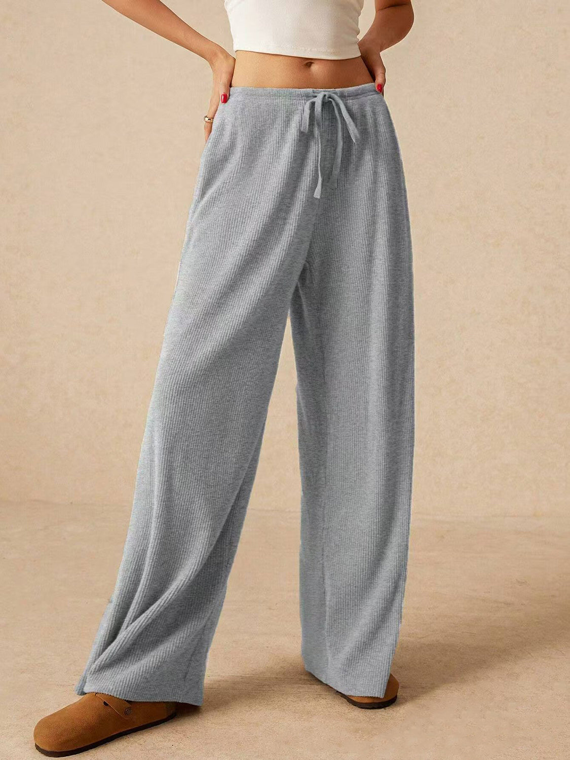 Cozy Ribbed Wide-Leg Lounge Pants