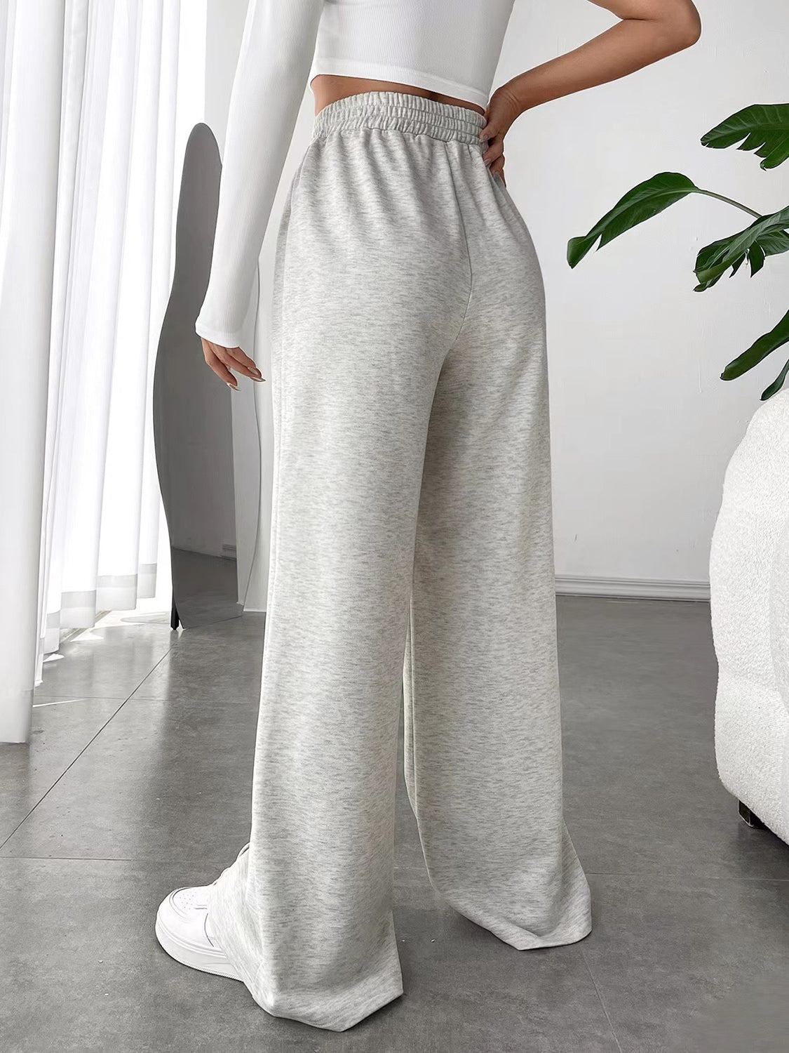 V-Shape Elastic Waist Wide-Leg Pants