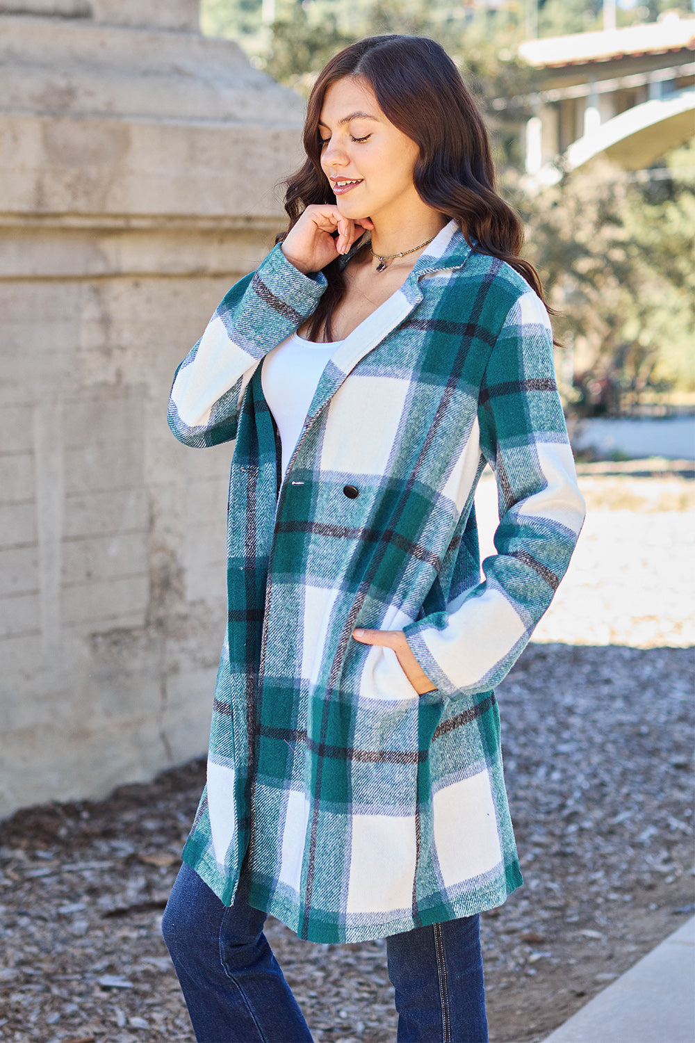 Chic Plaid Long Coat
