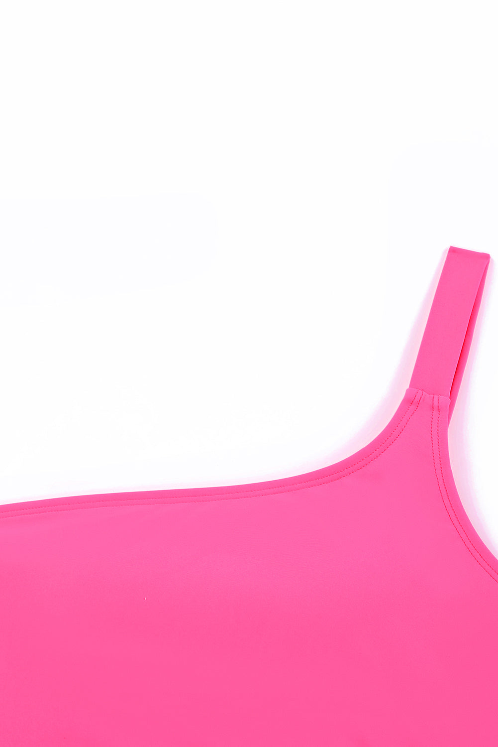 One-Shoulder Neon Pink & Leopard Print Swimsuit