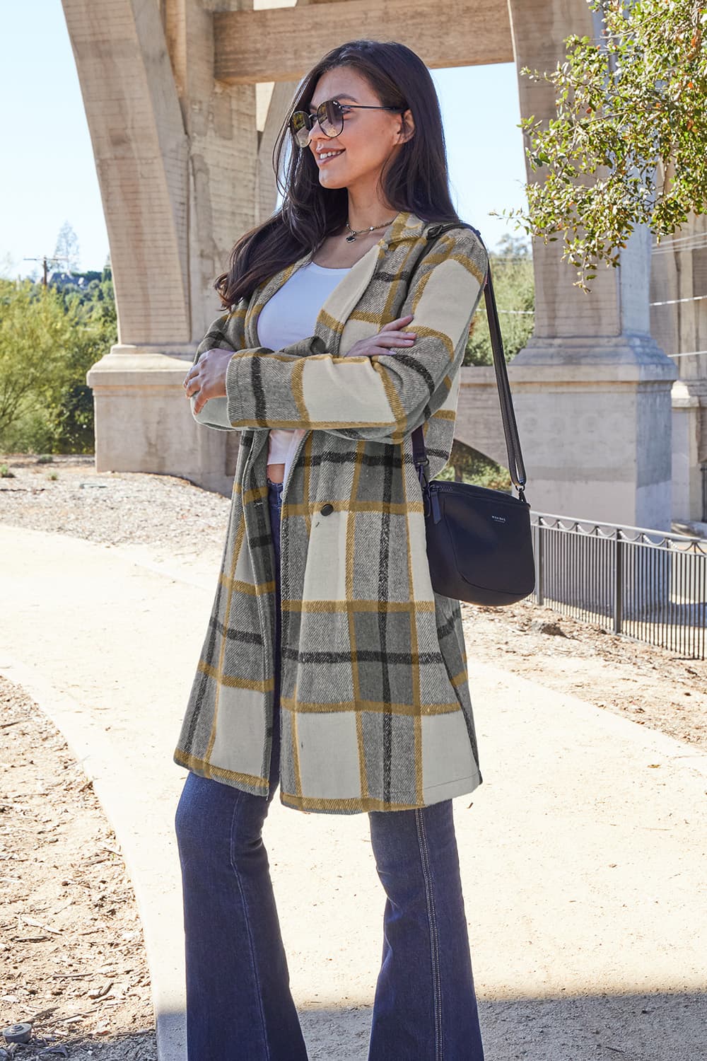 Chic Plaid Long Coat