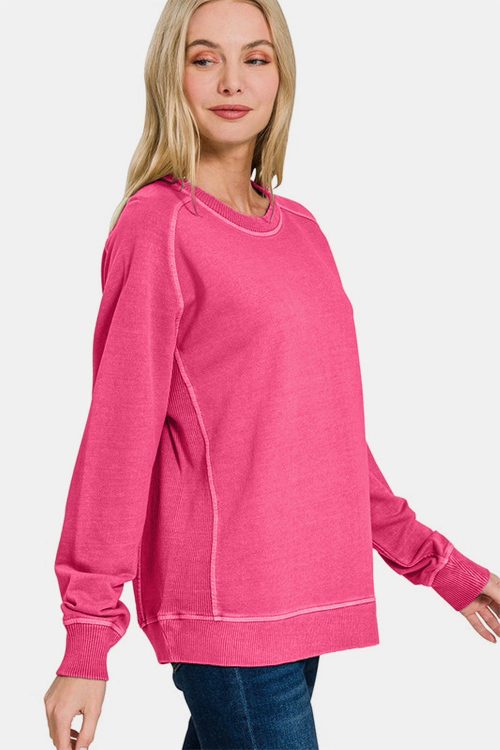 Cozy Crewneck Sweatshirt - Vibrant Pink