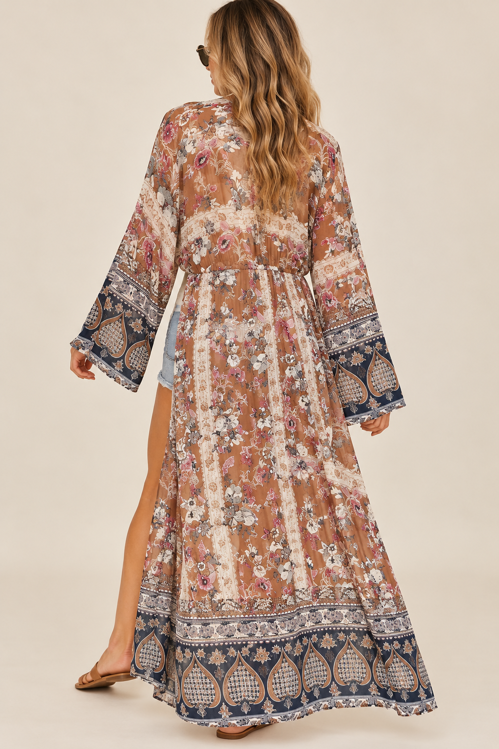 Umgee Boho Floral Paisley Maxi Kimono – Size S