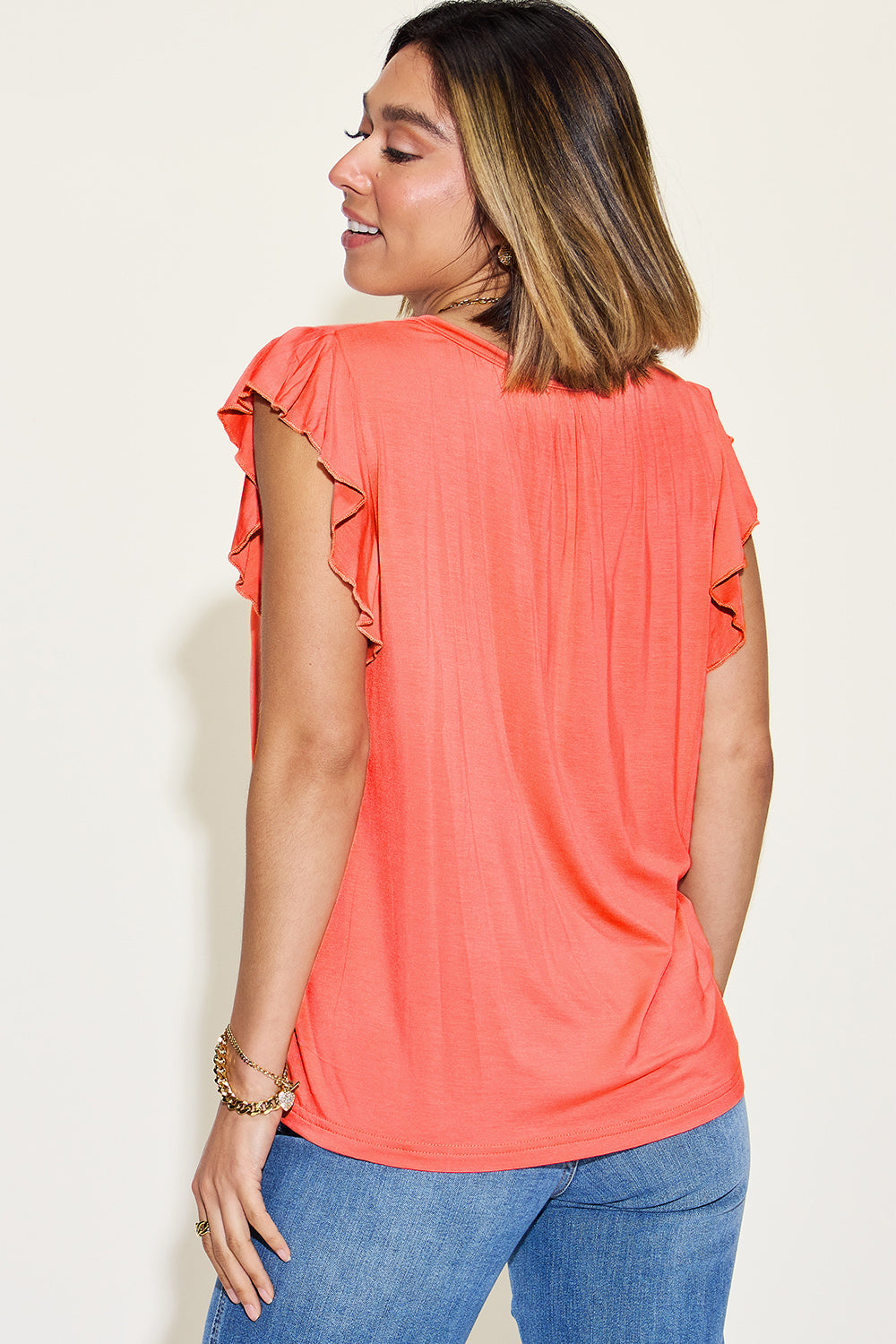 Flutter Sleeve V-Neck Top