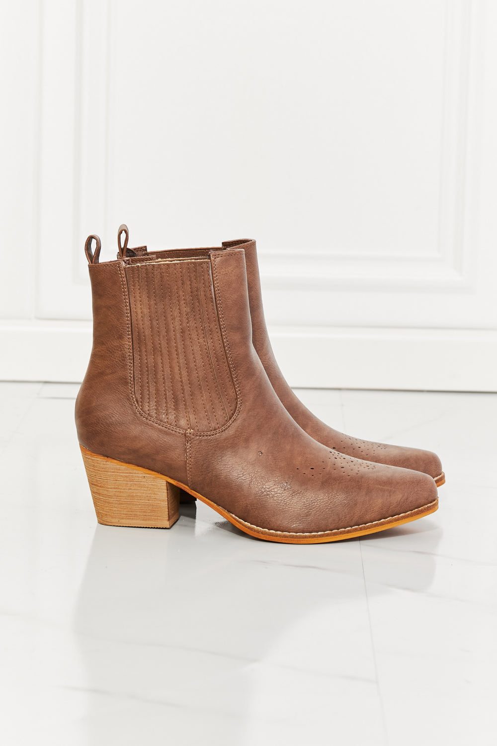 Classic Brown Faux Leather Ankle Boots