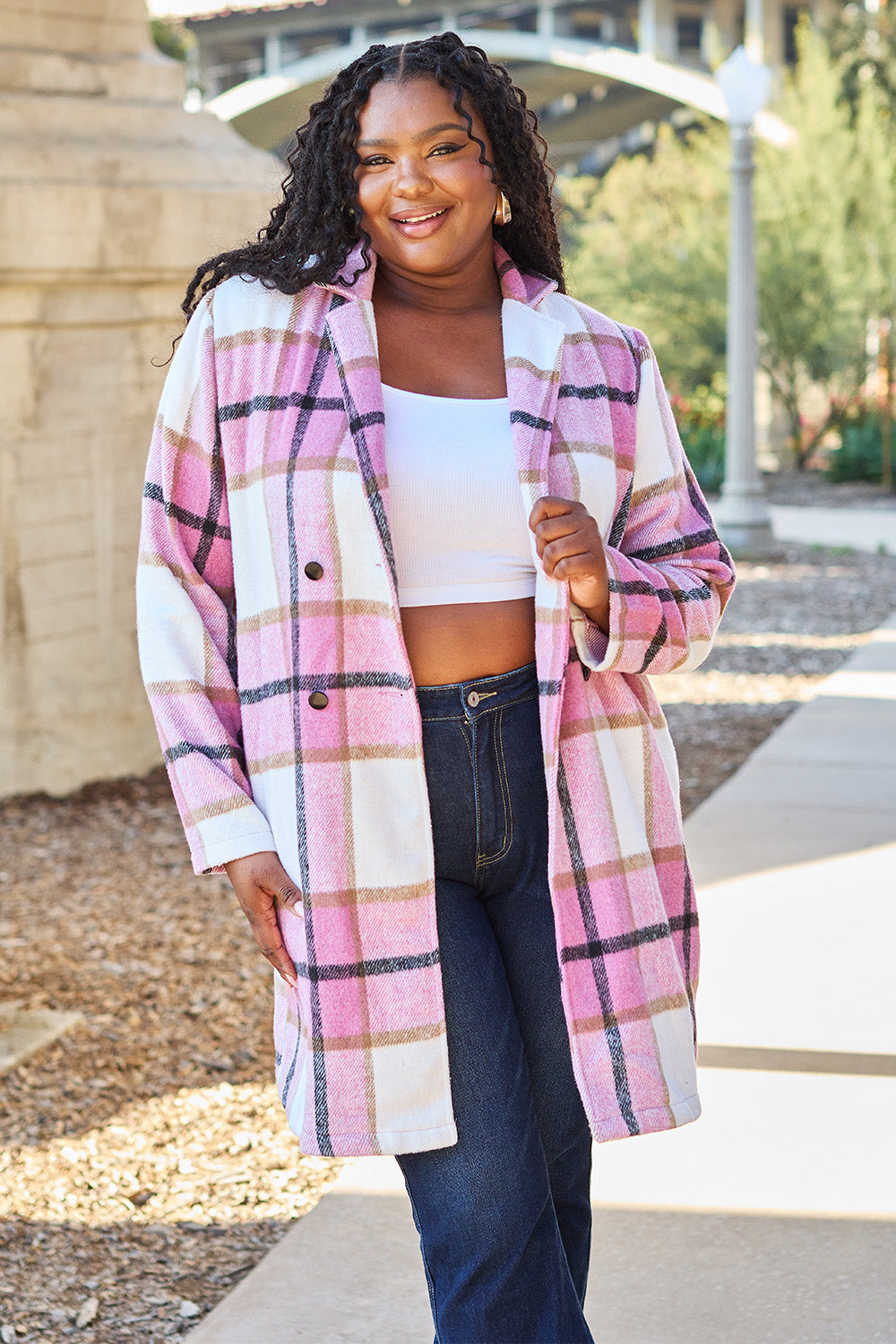Chic Plaid Long Coat