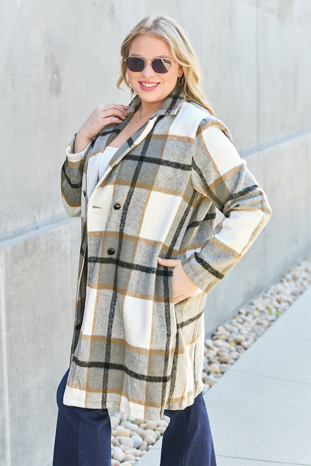 Chic Plaid Long Coat