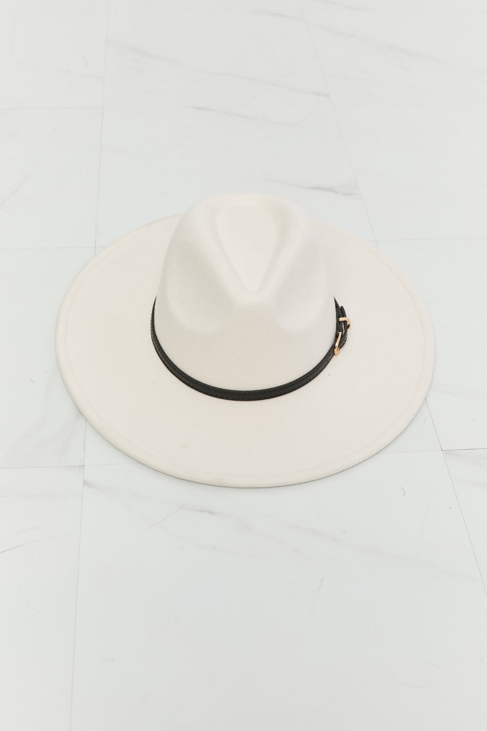 Classic Ivory Fedora Hat with Black Band