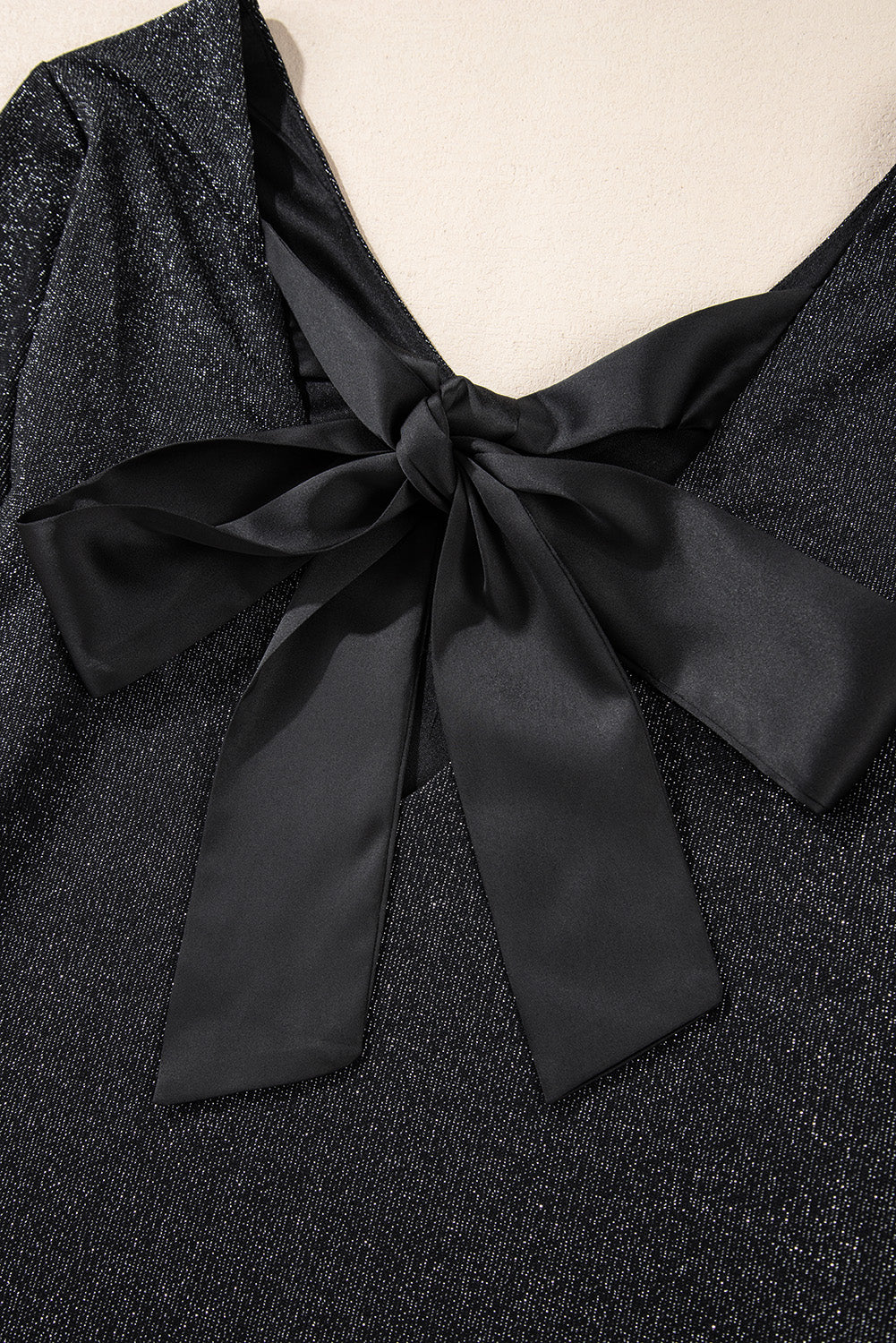 Red Glitter Top with Black Bow Back Detail