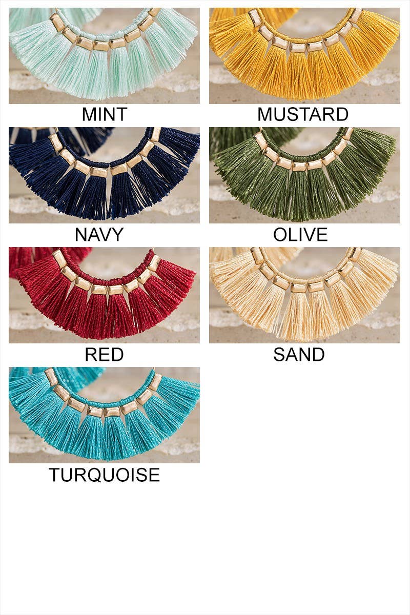 Tassel Hoop Drop Earrings (Boho Fringe Statement)
