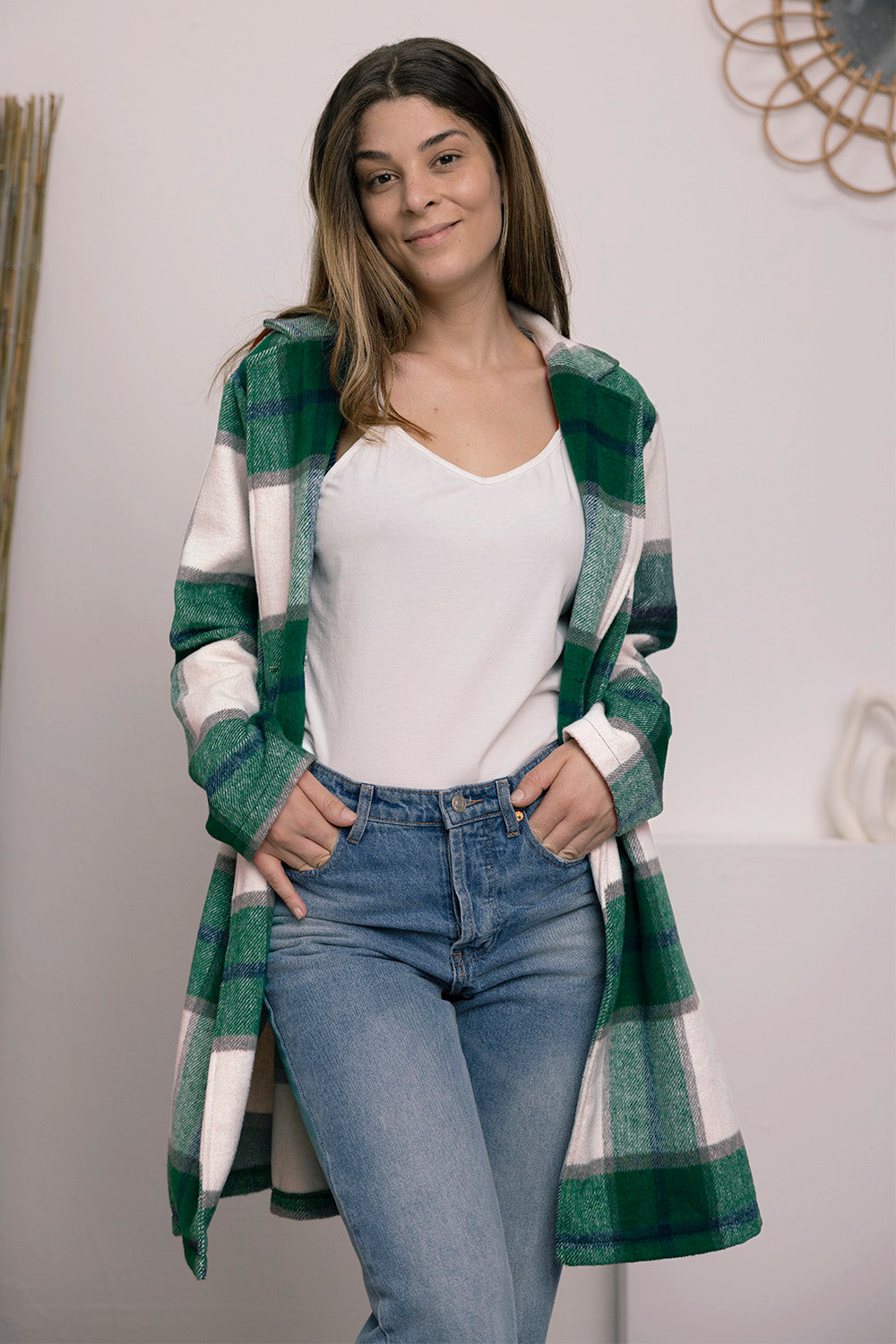Chic Plaid Long Coat