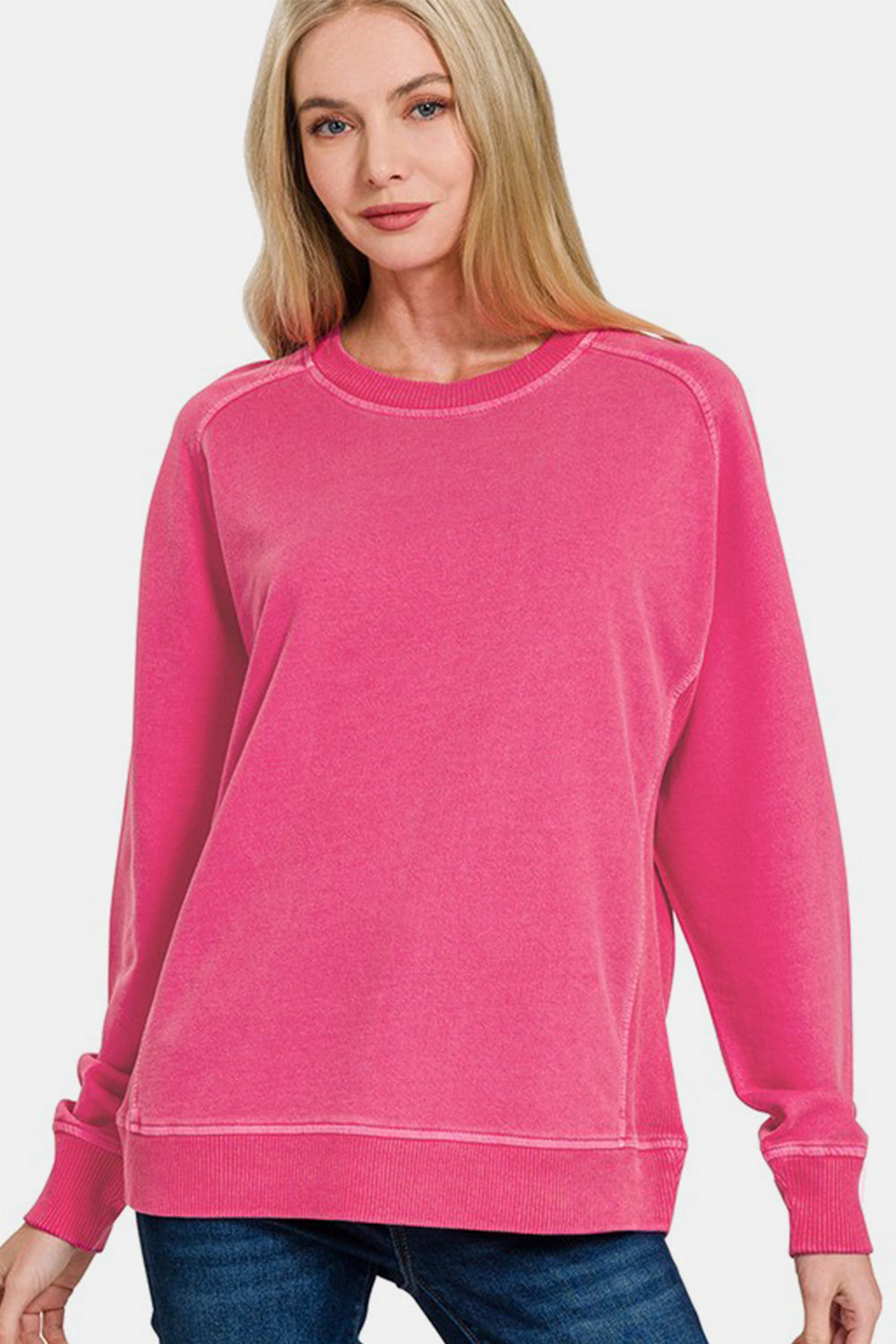 Cozy Crewneck Sweatshirt - Vibrant Pink