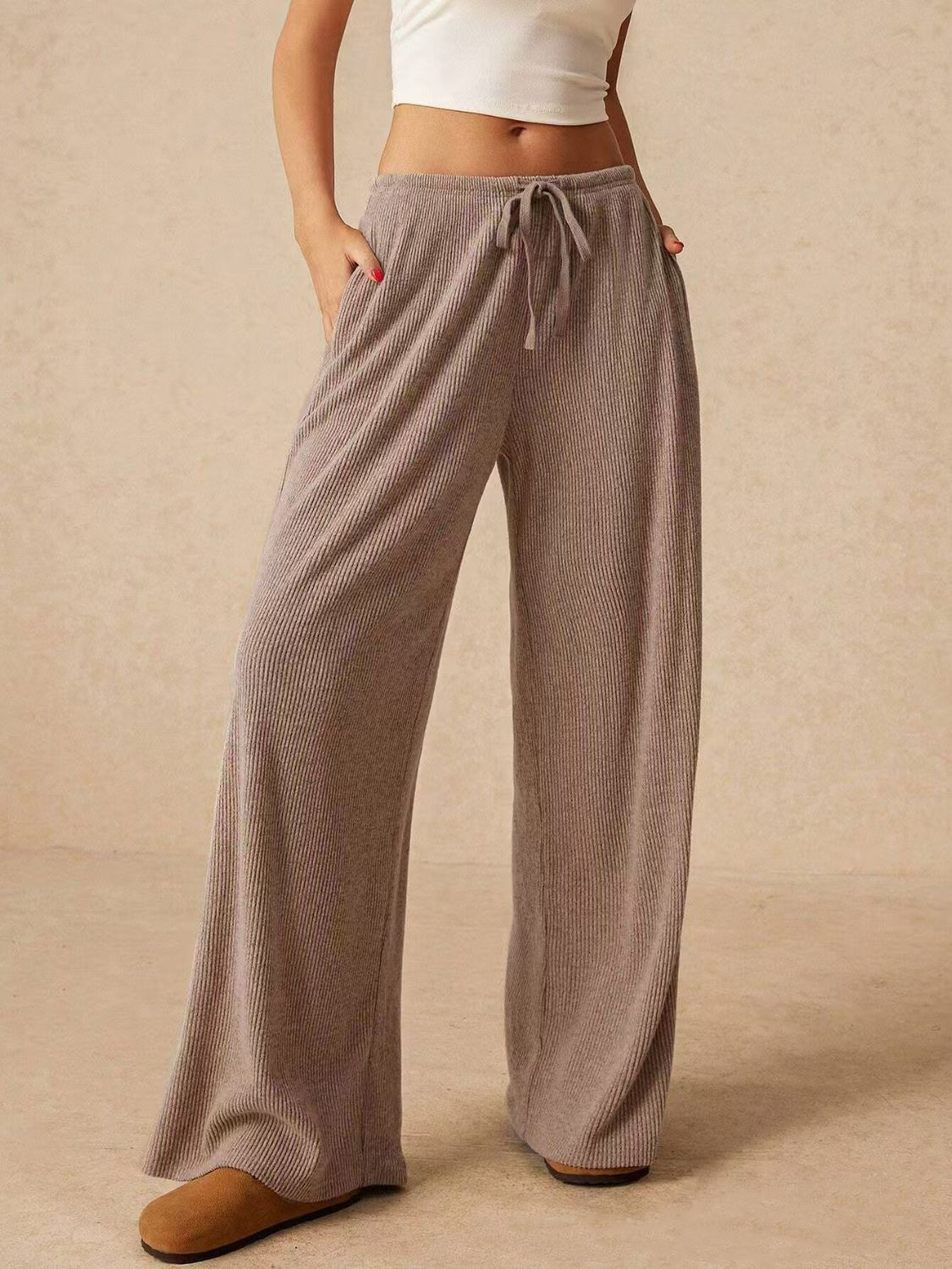 Cozy Ribbed Wide-Leg Lounge Pants