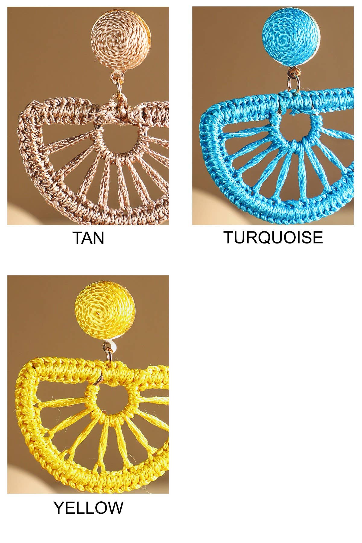 Woven Fan Drop Earrings (Boho Statement Dangles)