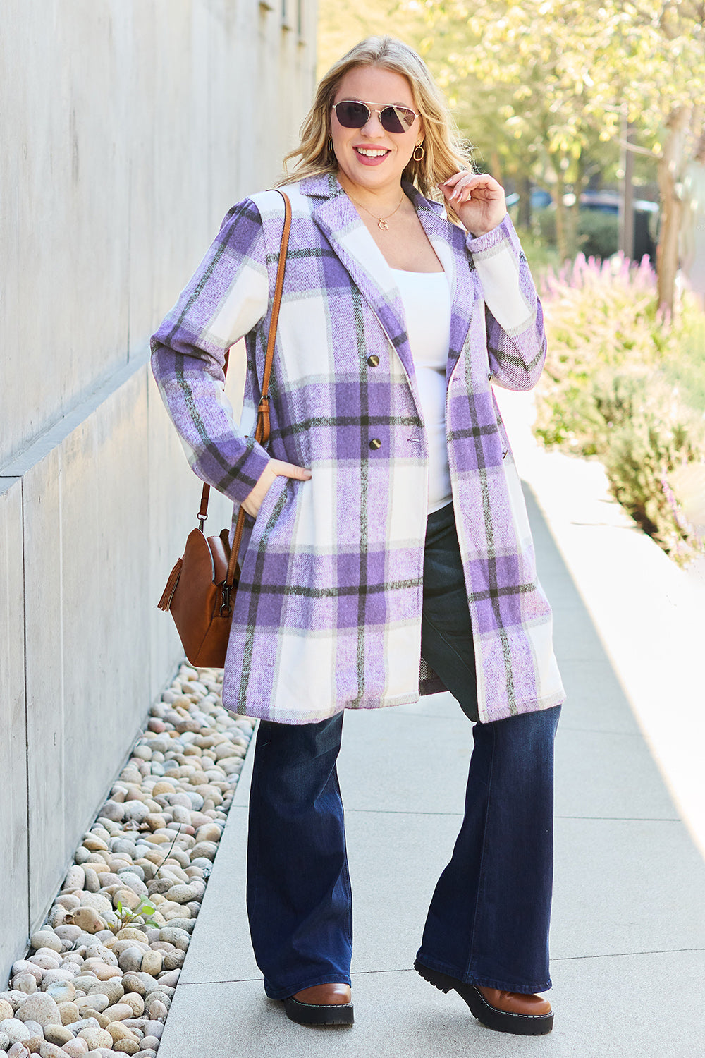 Chic Plaid Long Coat