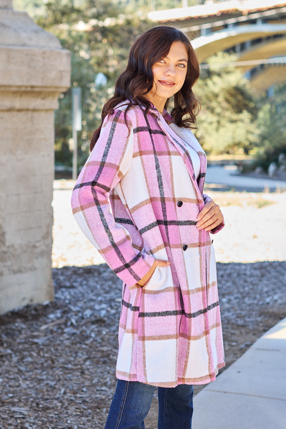 Chic Plaid Long Coat