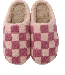 Checkerboard Plush House Slippers (Cozy Slip-Ons | 3 Styles)