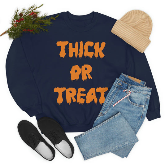 “Thick or Treat” Halloween Sweatshirt (Funny Spooky Season Pullover | Multiple Colors)