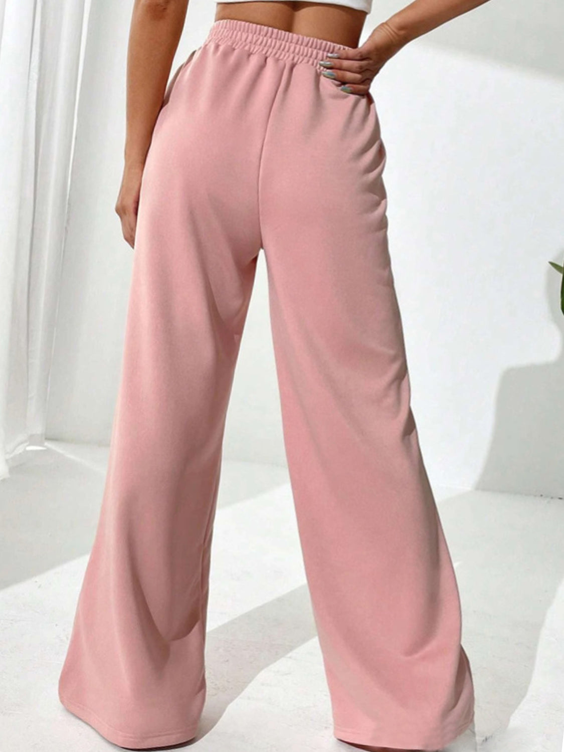 V-Shape Elastic Waist Wide-Leg Pants